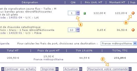 Gérer votre bon de commande