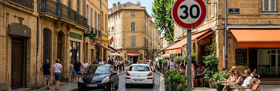 panneau vitesse limit&eacute;e ville