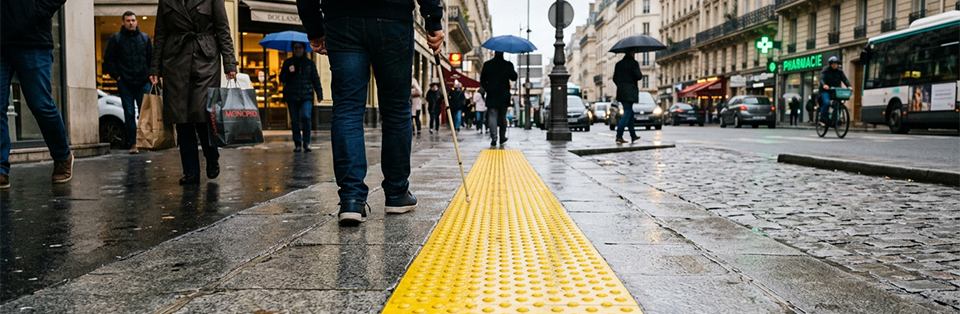 bande podotactile jaune extérieur