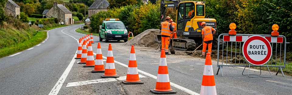 route chantier cone k5a