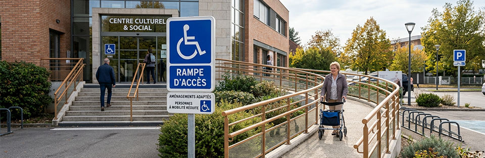 panneau handicapé rampe PMR