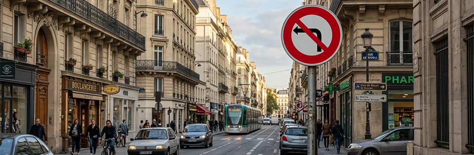 interdiction de tourner à gauche ville