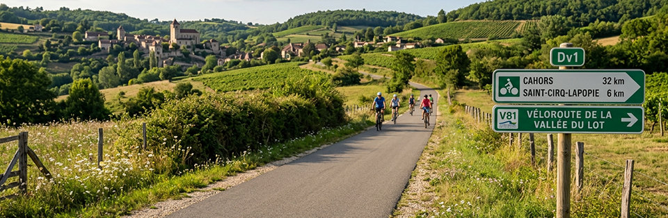 piste cyclable avec panneau dv