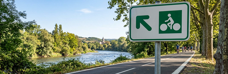 panneau piste cyclable et marquage