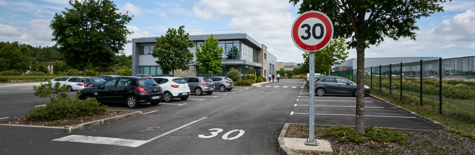 panneau parking priv&eacute; limite 30km/h