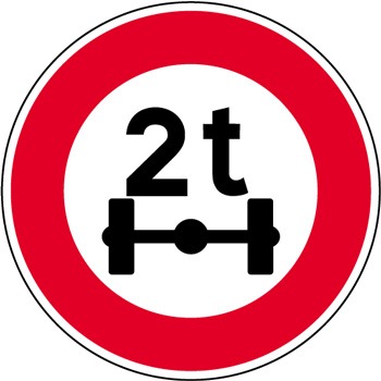 Panneau interdiction vhicule essieu lourd B13a