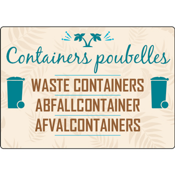 Panneau camping containers poubelles