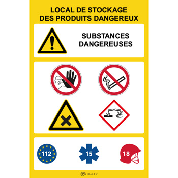 Panneau information local de stockage produits dangereux