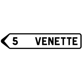 Panneau flche 1 ligne vers la gauche et distance D21a