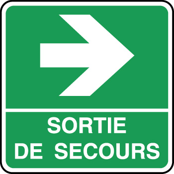 Panneau d'vacuation sortie secours flche  droite