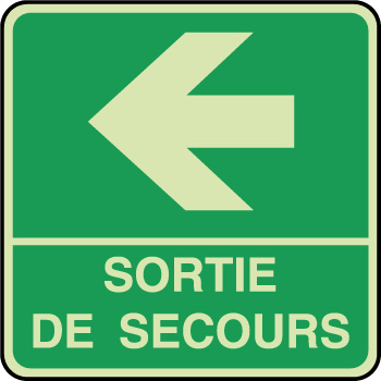 Panneau photoluminescent sortie secours flche  gauche