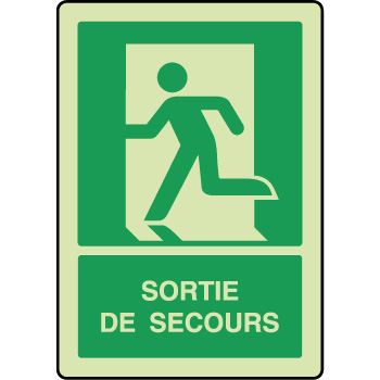 Panneau photoluminescent vertical sortie de secours gauche