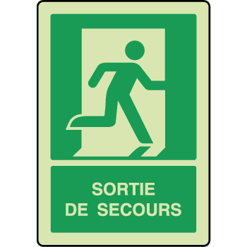 Panneau photoluminescent vertical sortie de secours  droite