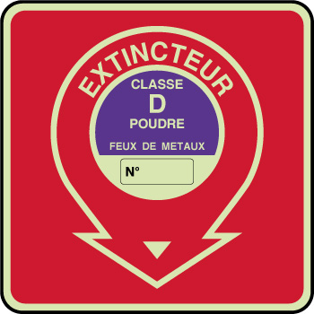 Panneau photoluminescent incendie extincteur classe D