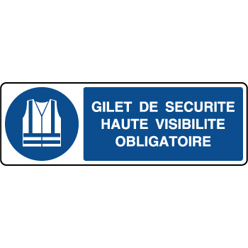 Autocollant Signalétique 'Gilet De Sécurité Obligatoire' - Dimensions 210 X 300 Mm - Protection UV - Pour Entreprise