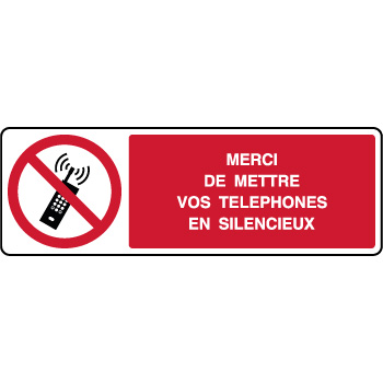 Panneau horizontal merci mettre tlphones silencieux