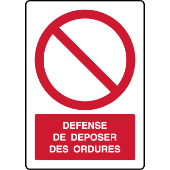 Panneau vertical dfense dposer des ordures