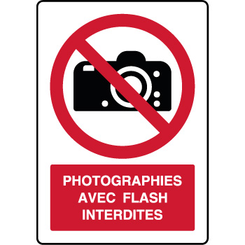 Panneau vertical photographies flash interdites