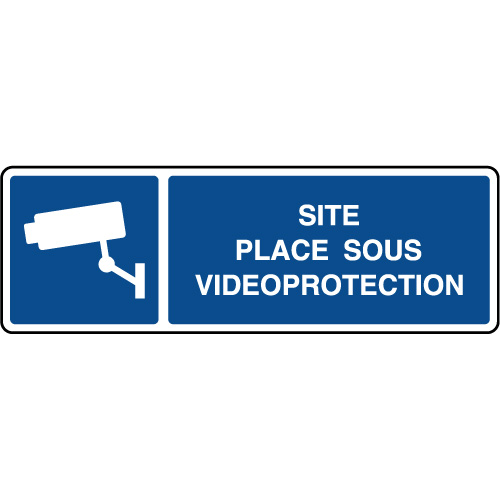 Panneau Attention site sous vidéoprotection avec pictogramme - Rigide  330x120mm - Novap