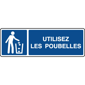 Panneau d'information horizontal utilisez les poubelles