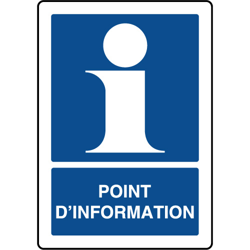 Signalétique, POINT INFO BLEU, Autocollant Panneau Imprimé