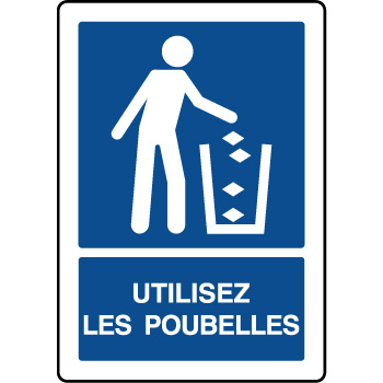 Panneau d'information vertical utilisez les poubelles