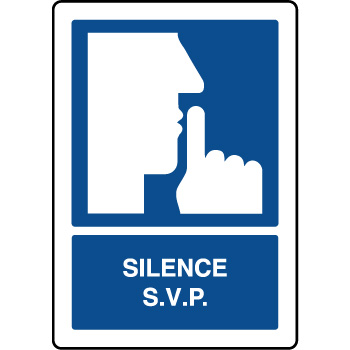 Panneau d'information vertical texte silence SVP