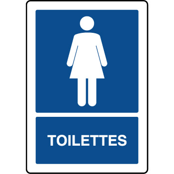Panneau d'information vertical sigle dames texte toilettes