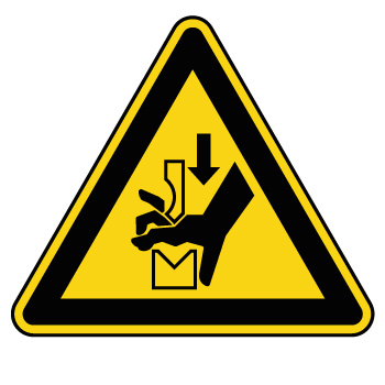 Panneau de danger crasement des mains par presse