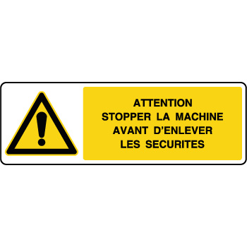 Panneau de danger horizontal stopper la machine