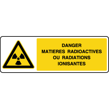 Panneau danger horizontal matires radioactives, ionisantes