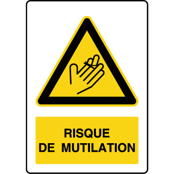 Panneau de danger vertical risque de mutilation