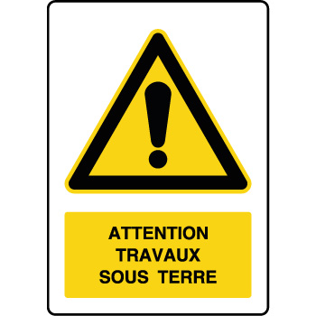 Panneau de danger vertical travaux sous terre 