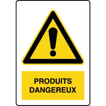 Panneau de danger vertical produits dangereux 