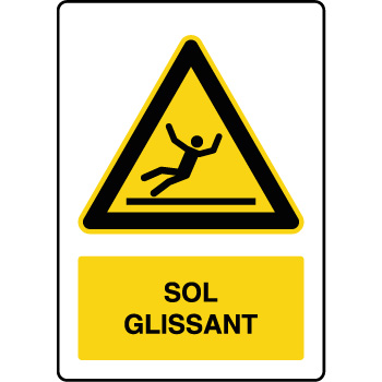 Panneau de danger vertical sol glissant 