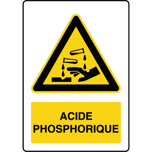 Panneau de danger vertical acide phosphorique - Virages