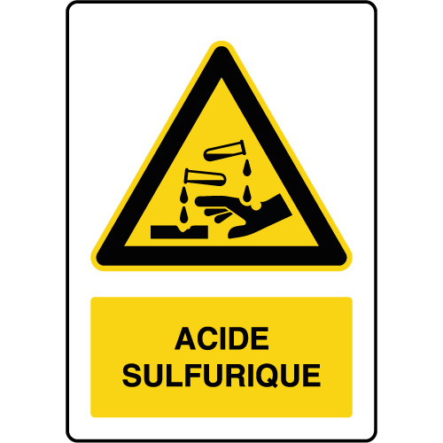 Panneau de danger vertical acide sulfurique - Virages