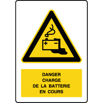 Panneau de danger vertical batterie en charge