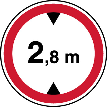 Panneau d'interdiction hauteur limite  2m80