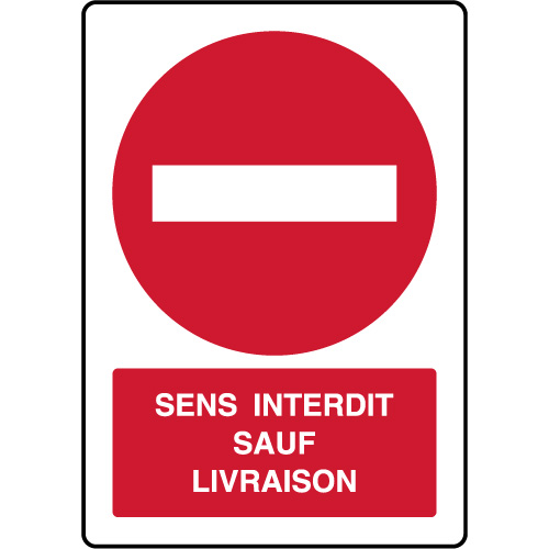 Panneau vertical de parking sens interdit sauf livraison - Virages