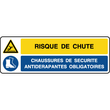 Panneau combin risque chute chaussures obligatoires