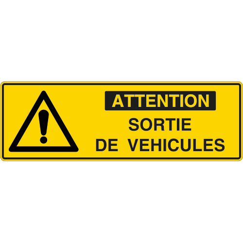 Panneau pictogramme attention sortie de véhicules