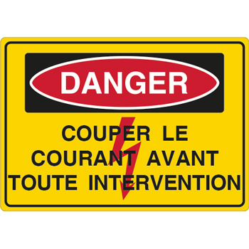 Panneau danger couper le courant avant toute intervention