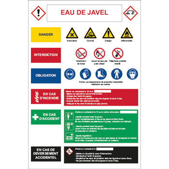 Consigne de scurit eau de javel
