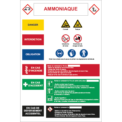 Consigne de sécurité ammoniaque - Virages