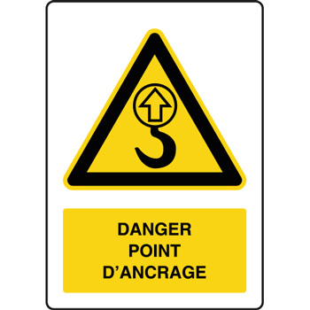 Panneau vertical danger point d'ancrage