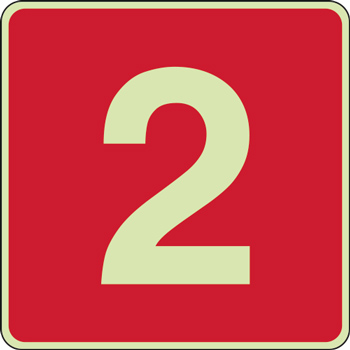 Panneau chiffre 2 rouge photoluminescent