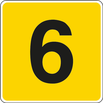 Panneau chiffre 6 jaune noir
