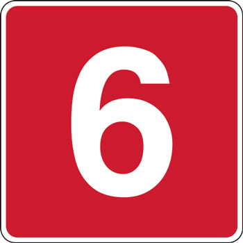 Panneau chiffre 6 rouge