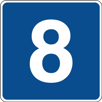 Panneau chiffre 8 bleu